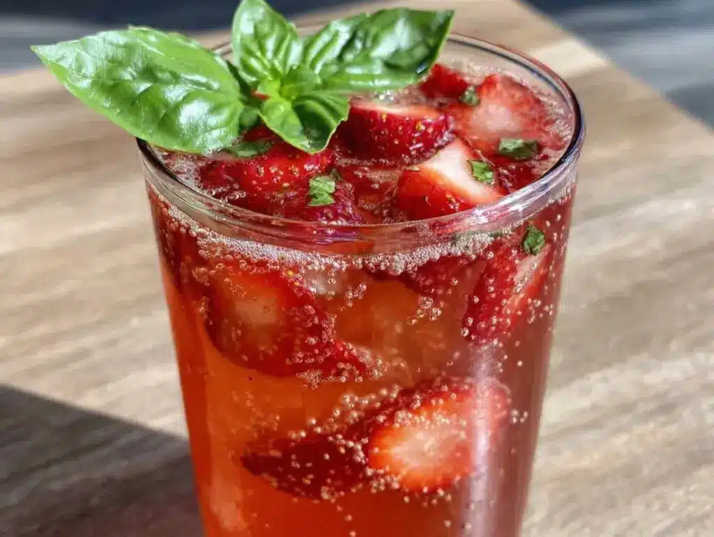 fresh strawberry lemonade with basil - featured image