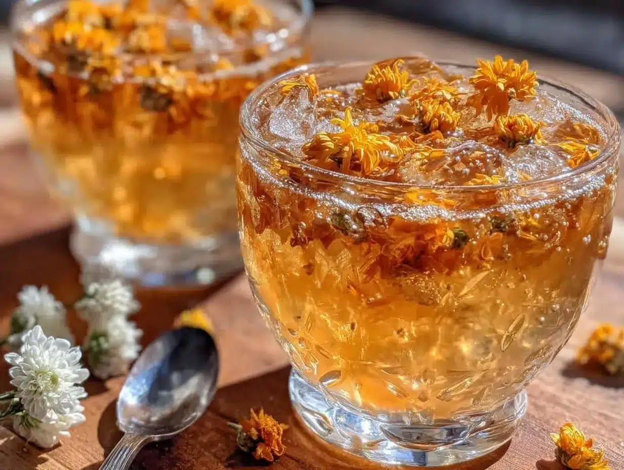 Golden Chrysanthemum Tea Cocktail preparation steps