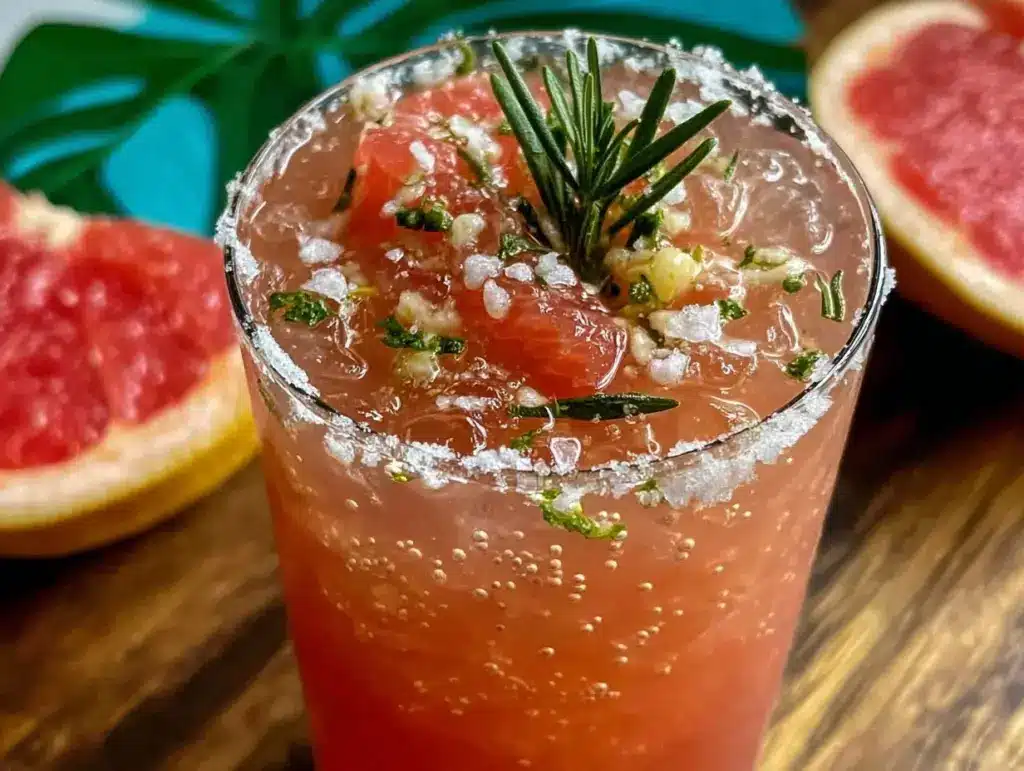 grapefruit rosemary gin fizz cocktail - featured image
