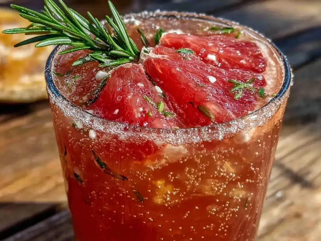 grapefruit rosemary gin fizz cocktail preparation steps