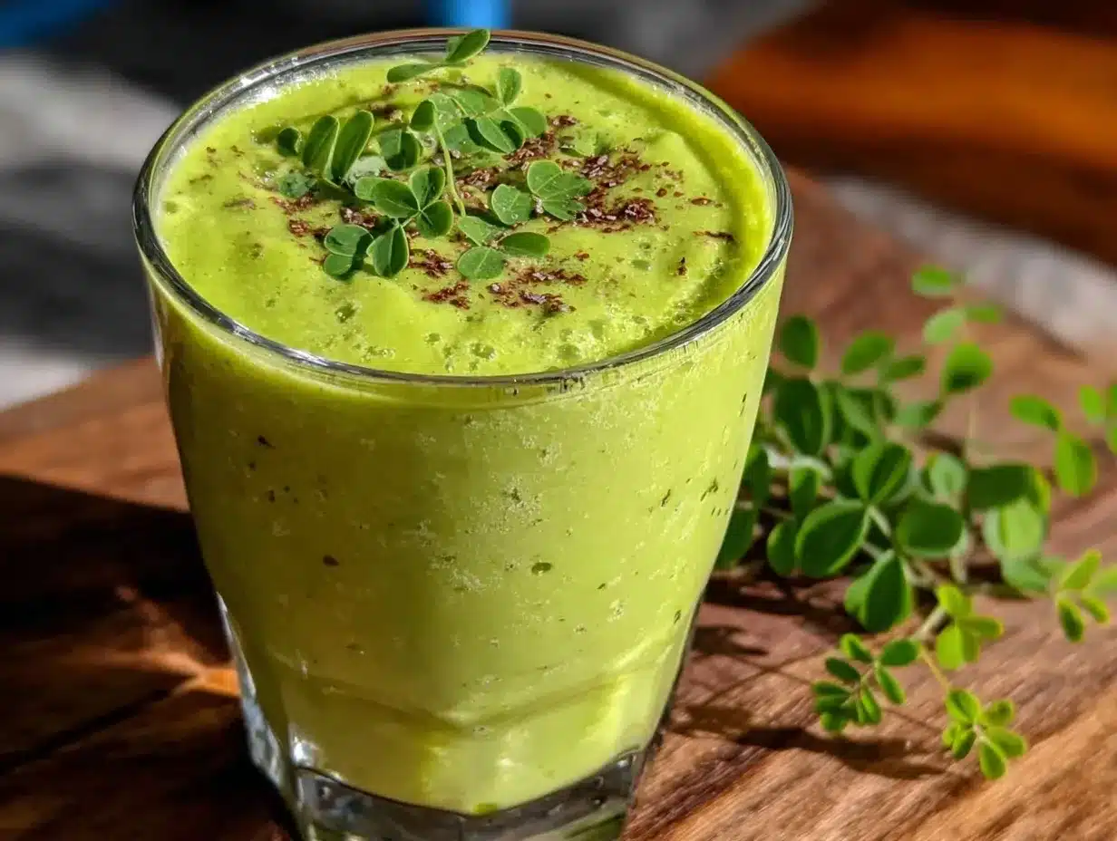 Healthy Moringa Green Smoothie preparation steps