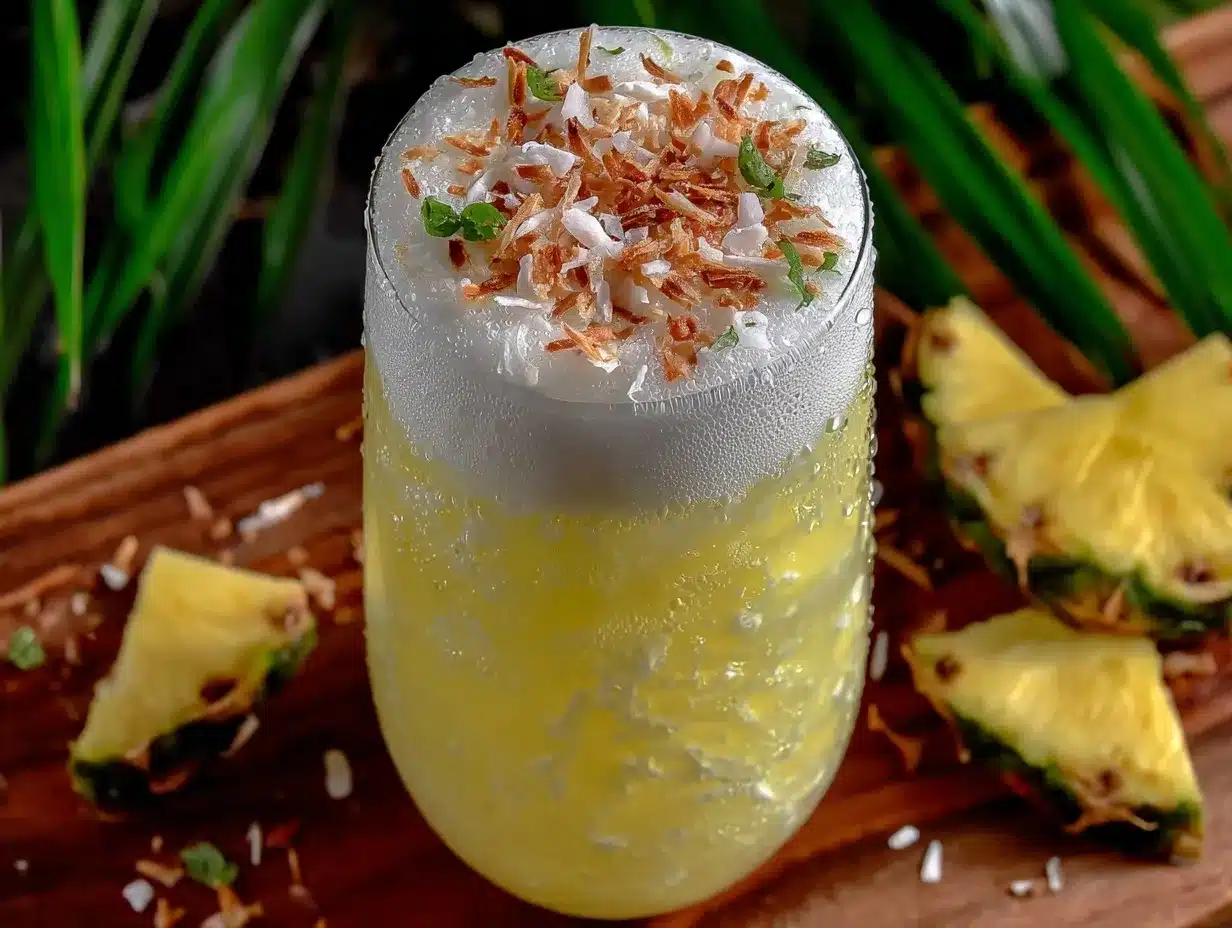 healthy skinny pineapple coconut mocktail preparation steps