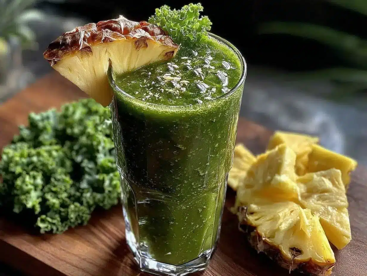 kale pineapple green smoothie recipe preparation steps