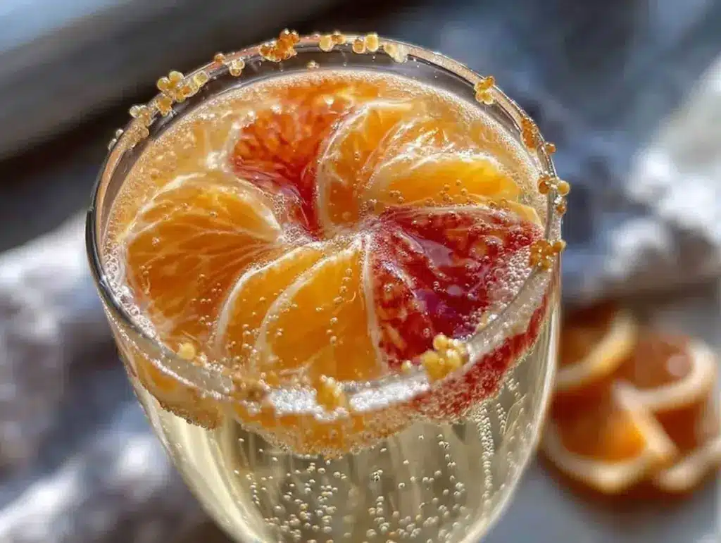 mandarin orange champagne cocktail - featured image