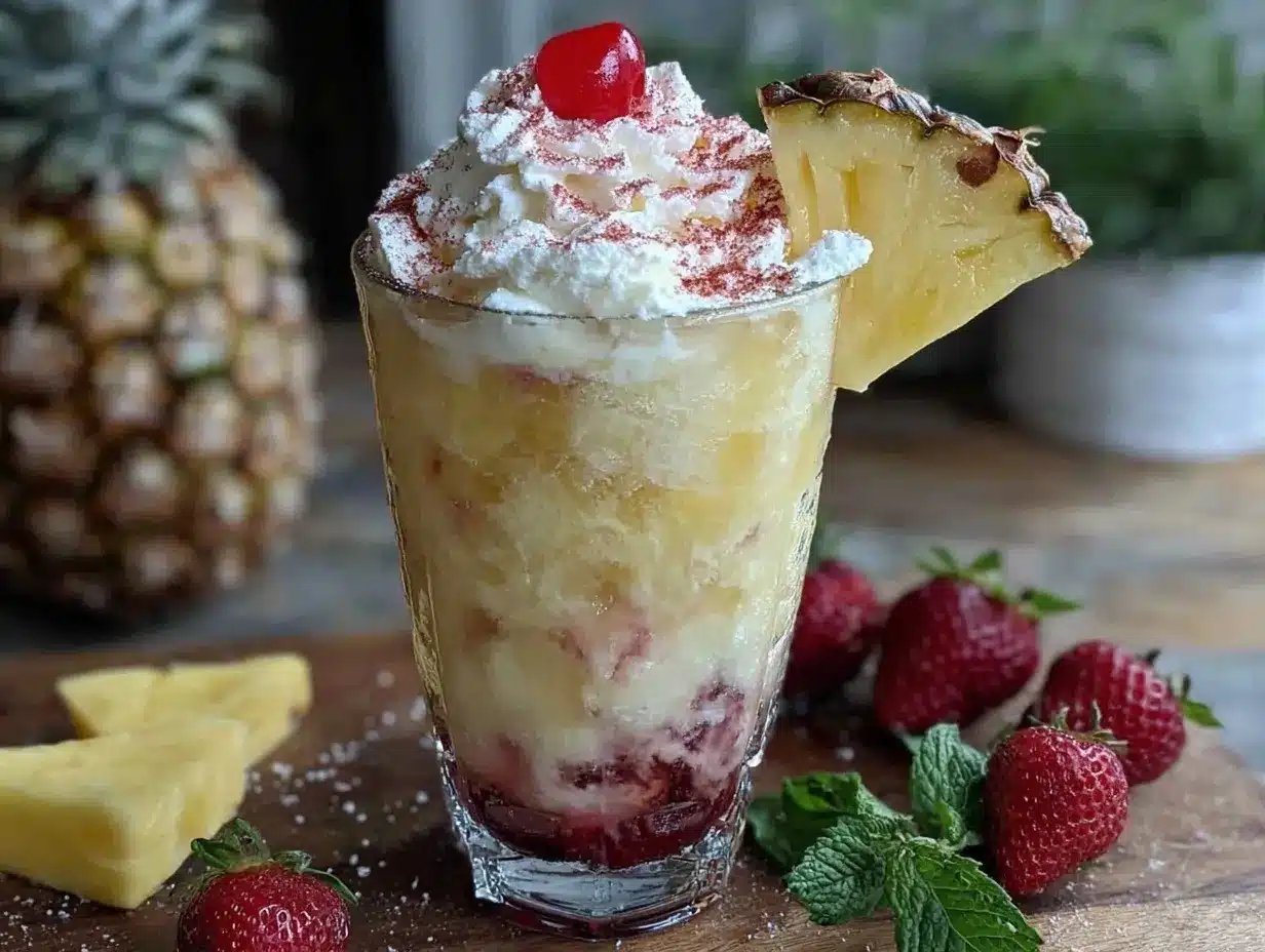 Miami Vice layered rum drink preparation steps