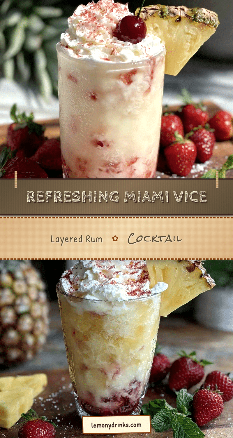 Miami Vice layered rum drink recipe