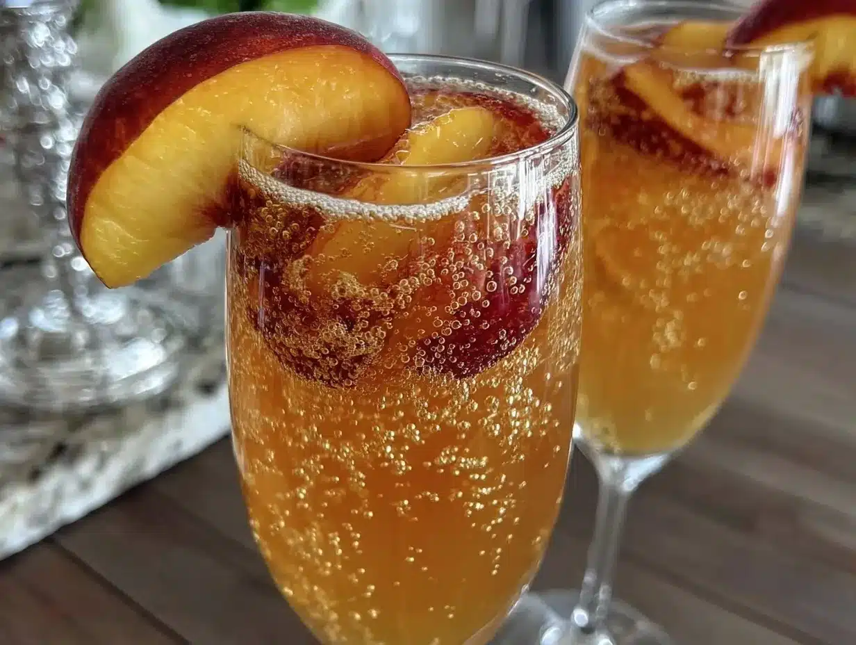 peach bellini cocktail preparation steps