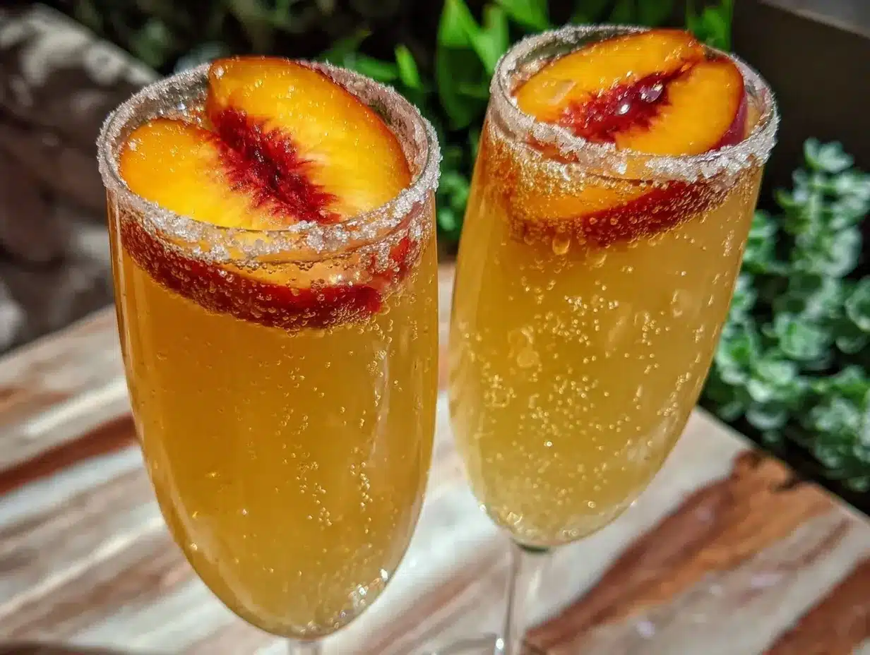 peach champagne bellini preparation steps