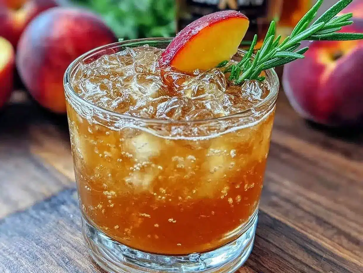 peach whiskey sour cocktail recipe preparation steps