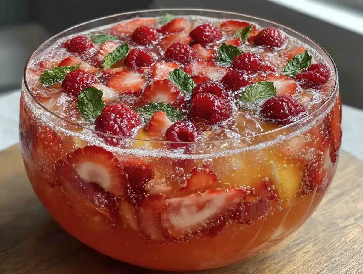 pink champagne punch bowl recipe preparation steps