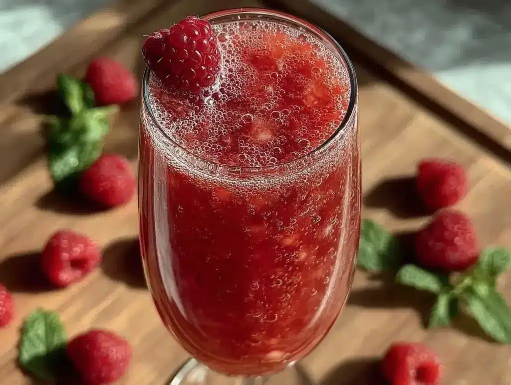 raspberry bellini cocktail recipe - featured image