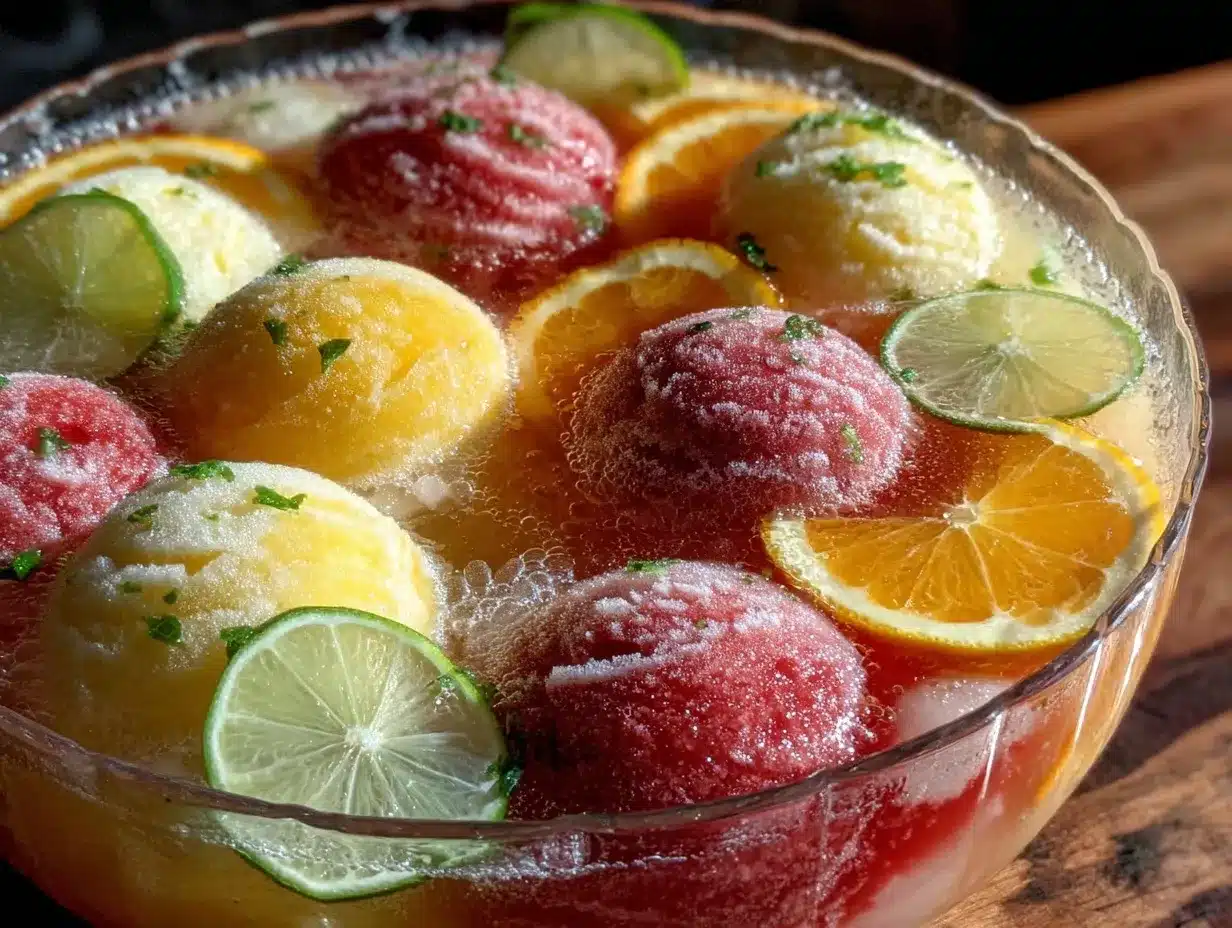 Refreshing Creamy Rainbow Sherbet Punch preparation steps