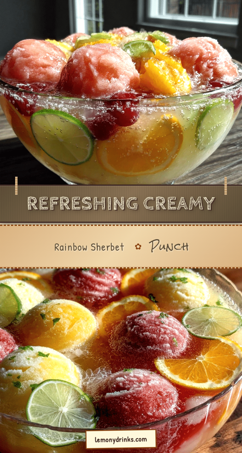 Refreshing Creamy Rainbow Sherbet Punch recipe