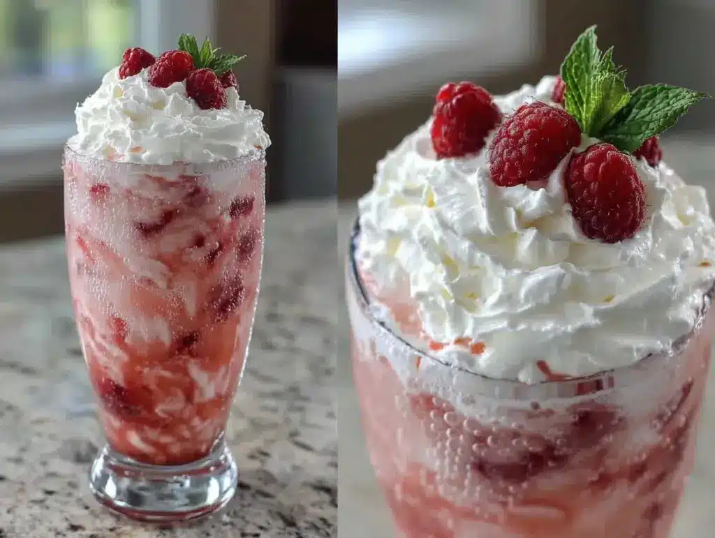 refreshing creamy raspberry Italian cream soda recipe - featured image