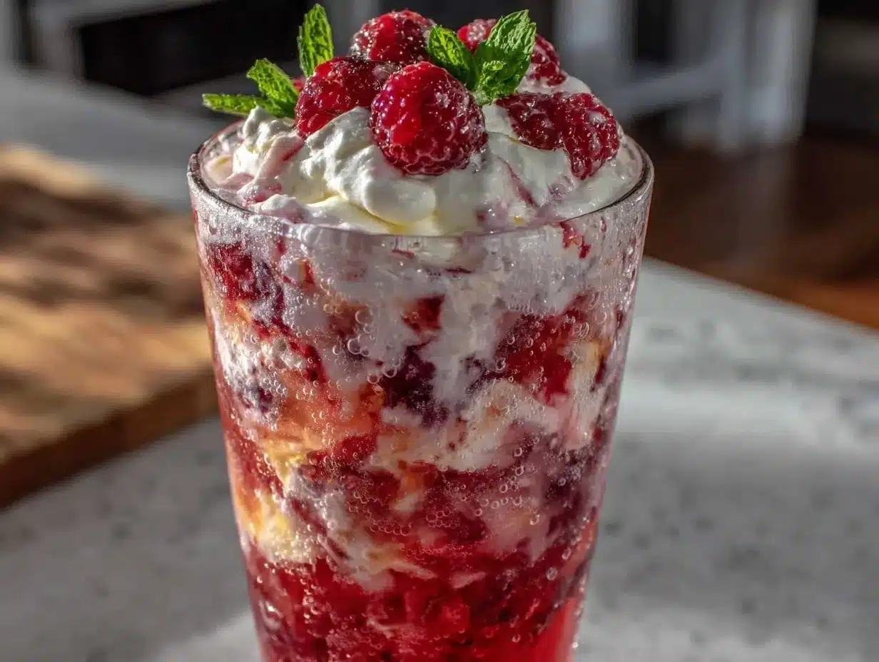 refreshing creamy raspberry Italian cream soda recipe preparation steps