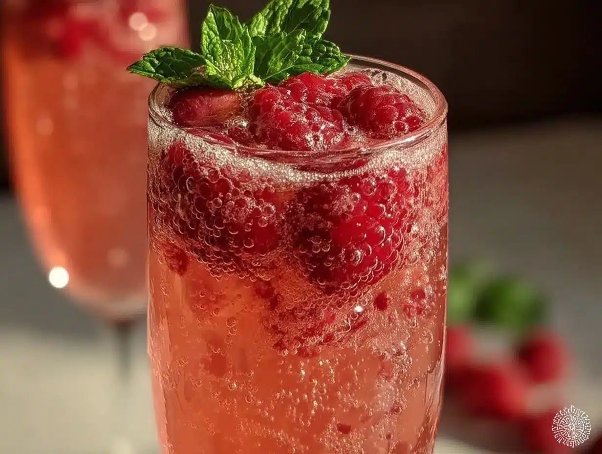 Refreshing Raspberry Champagne Mocktail preparation steps