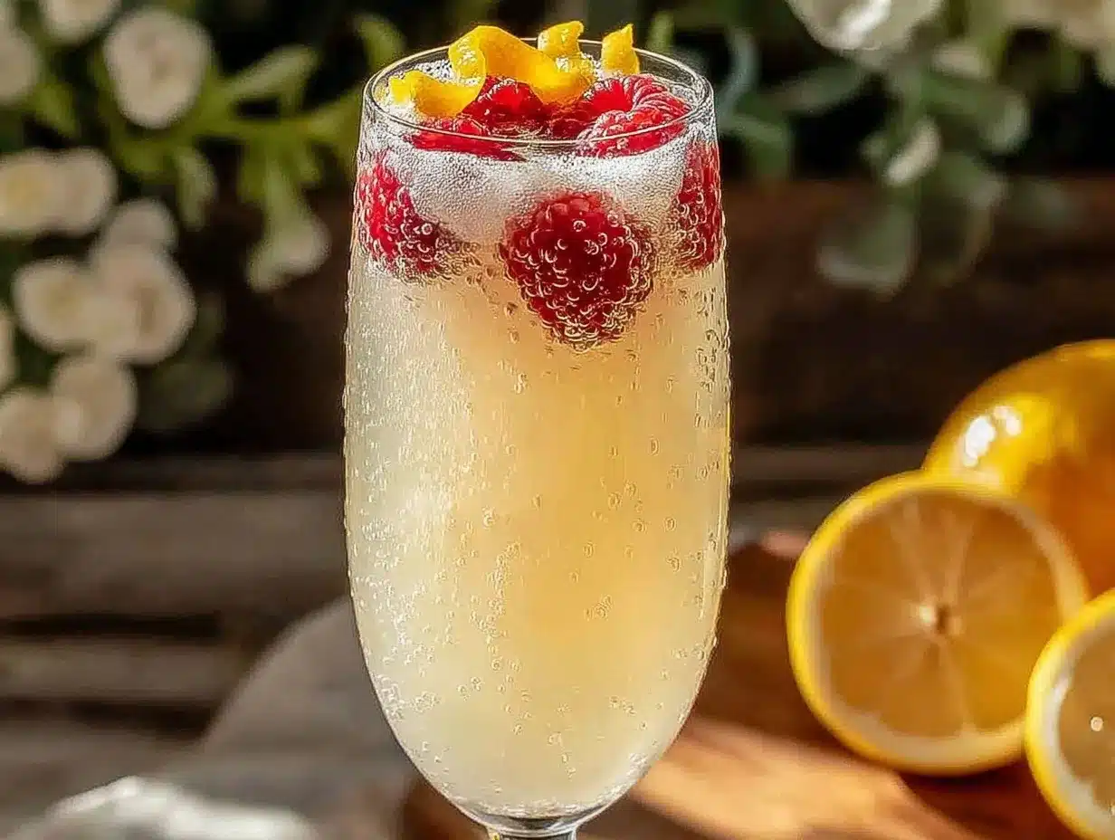 Refreshing Raspberry Limoncello Prosecco Cocktail preparation steps