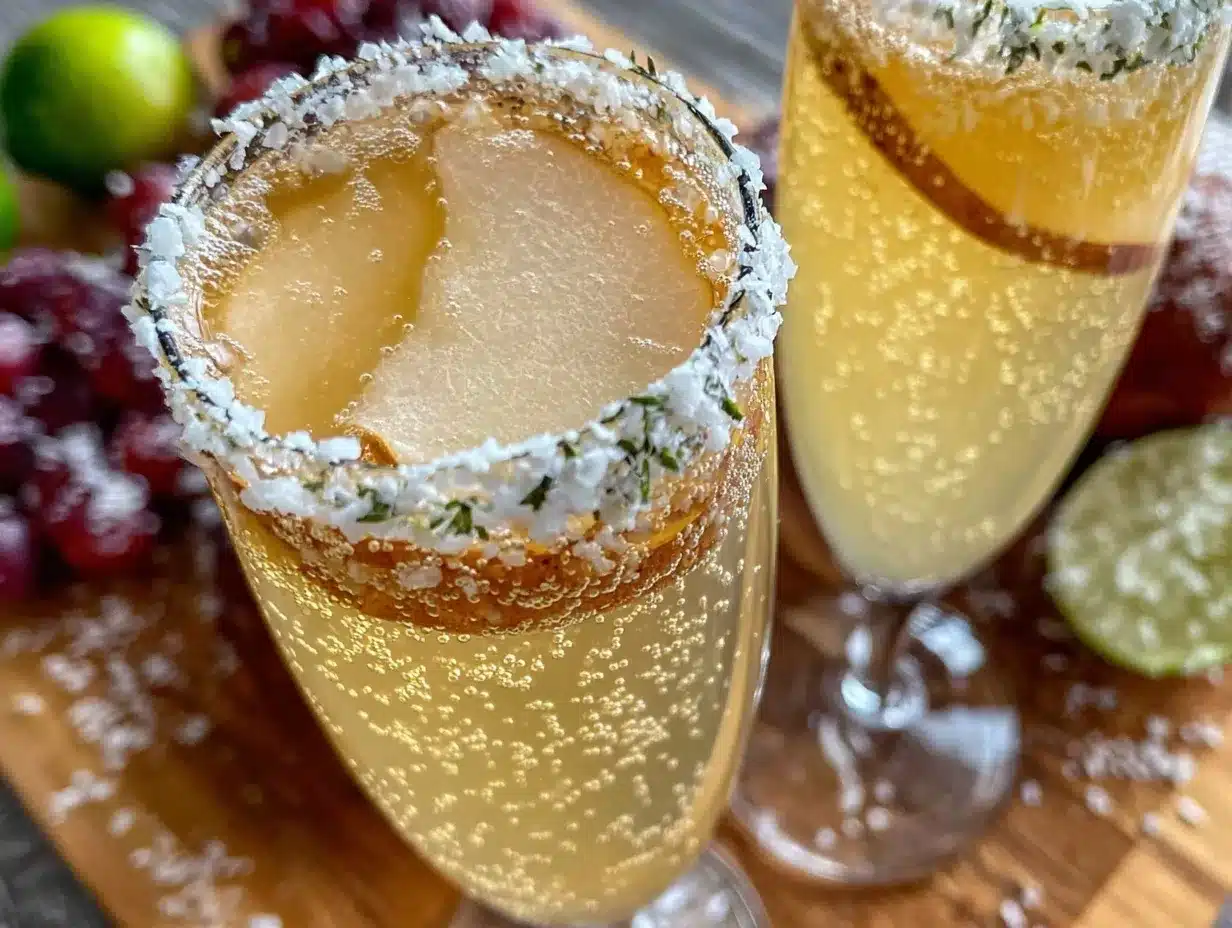 sparkling pear bellini cocktail preparation steps