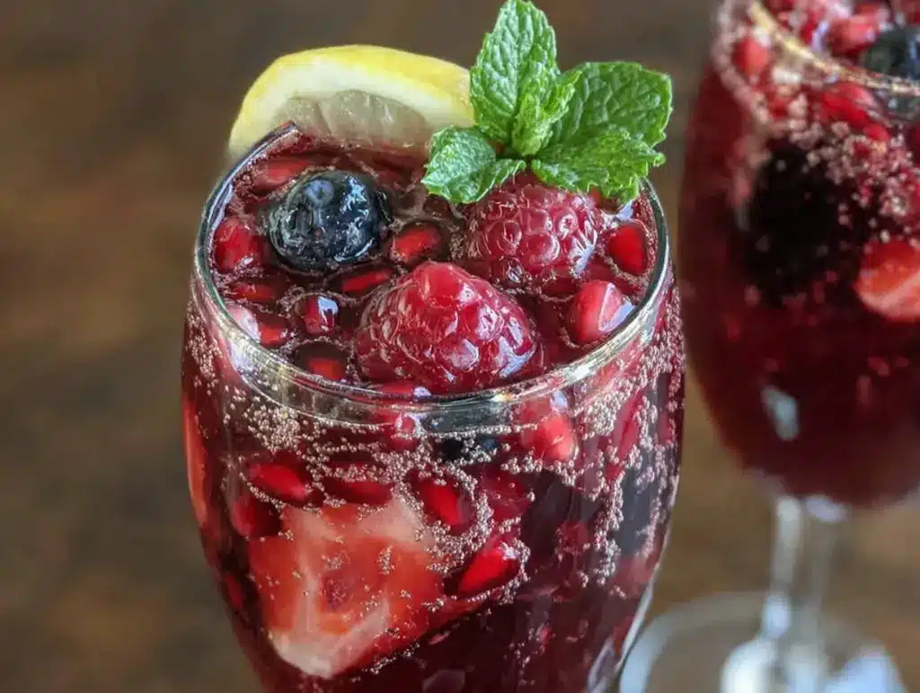 sparkling pomegranate berry sangria - featured image