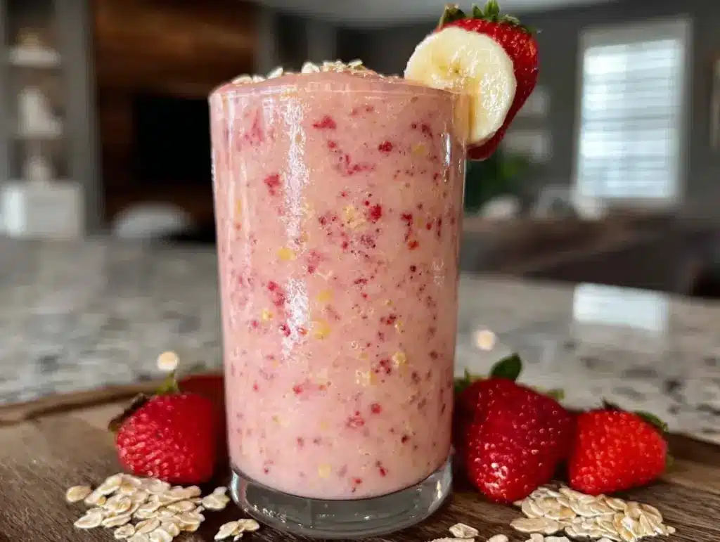 strawberry banana oat smoothie - featured image