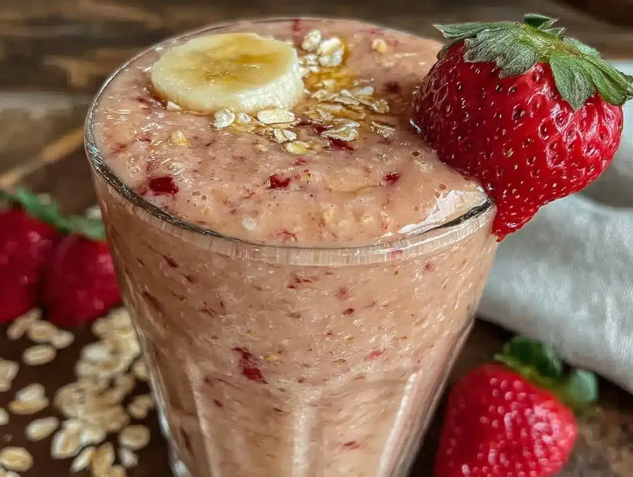 strawberry banana oat smoothie preparation steps