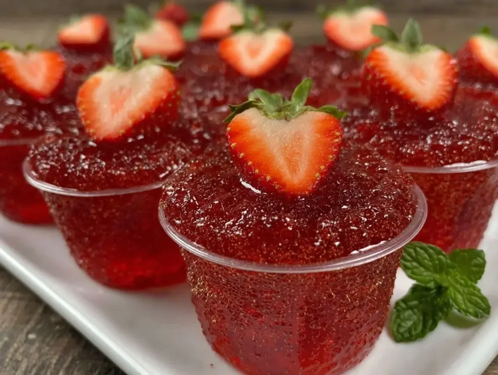 strawberry champagne jello shots - featured image
