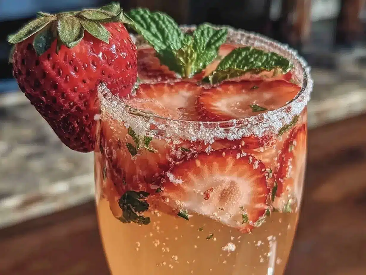 Strawberry Mint Mimosa preparation steps