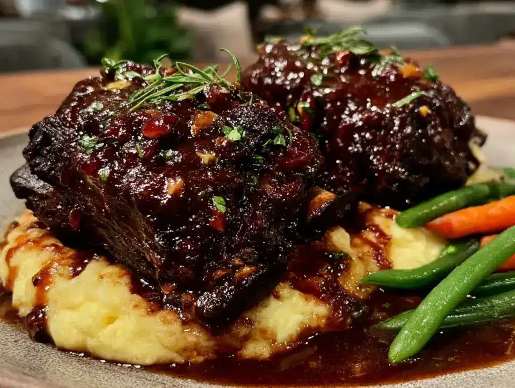 tender red wine braised short ribs for two - featured image