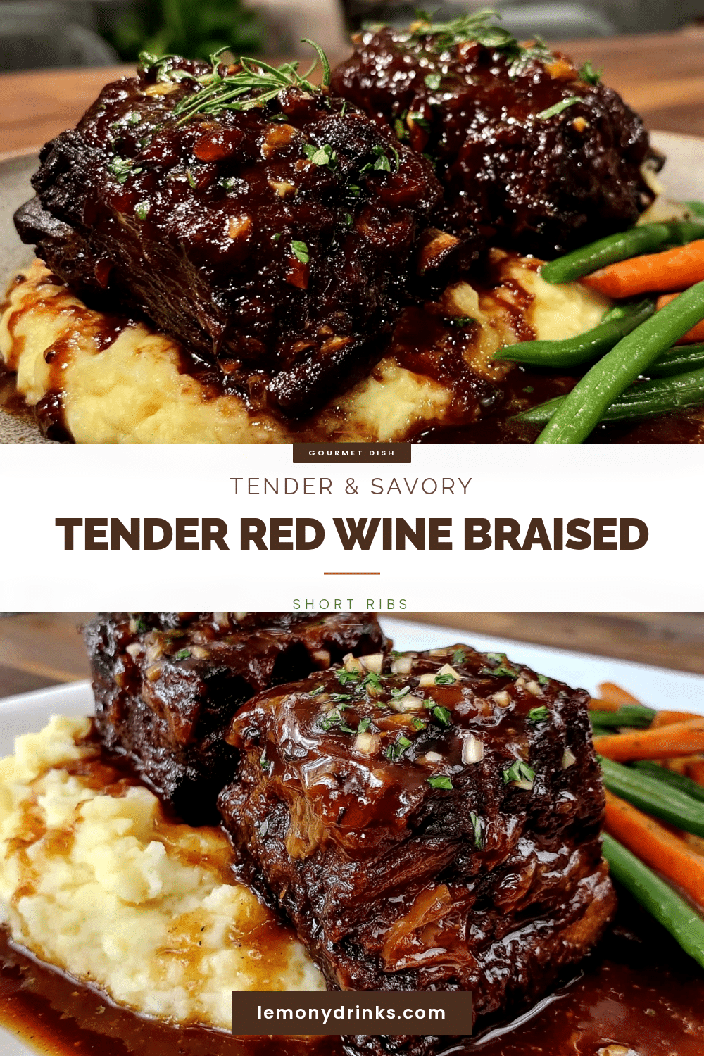 tender red wine braised short ribs for two recipe
