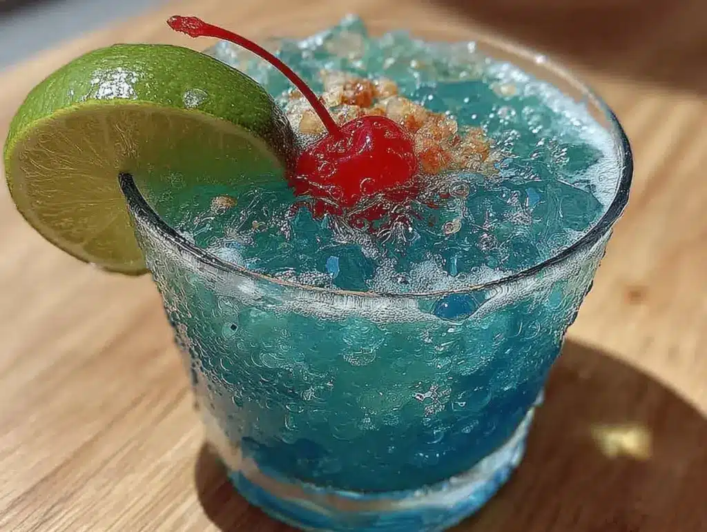 tropical blue lagoon cocktail - featured image