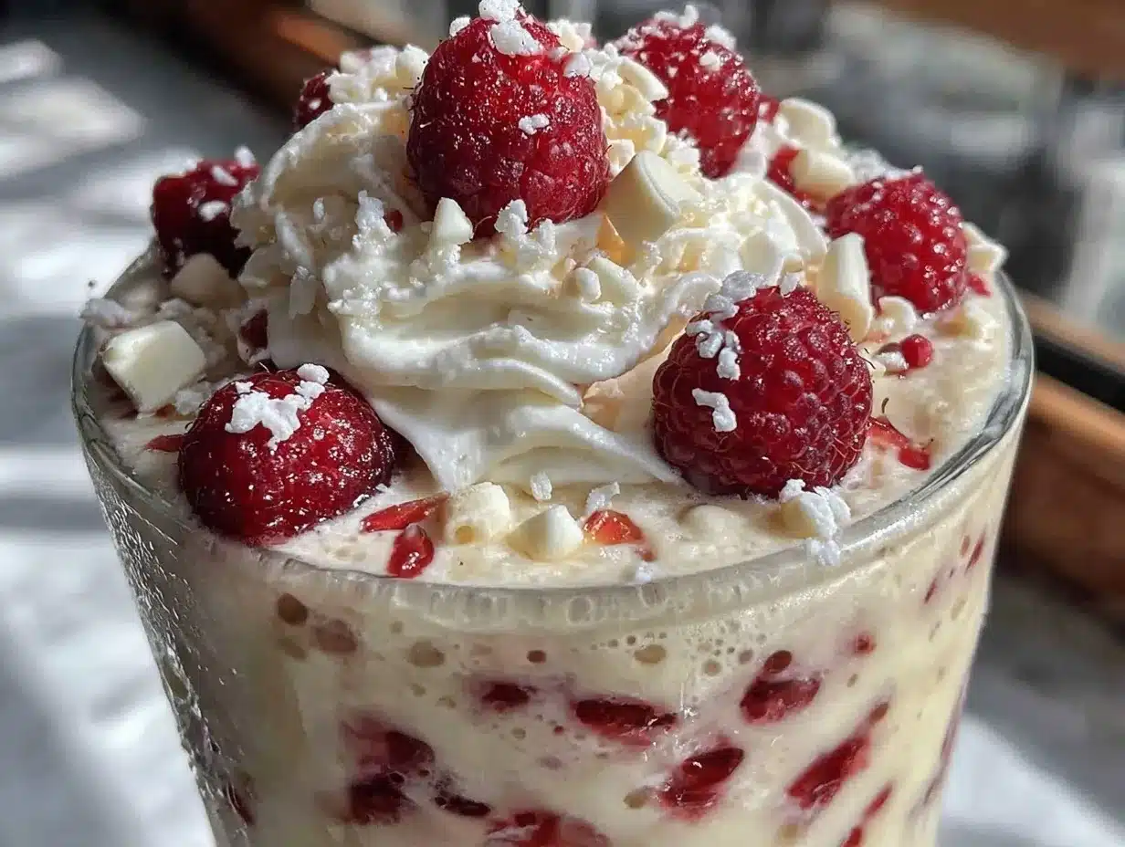 white chocolate raspberry frappé preparation steps