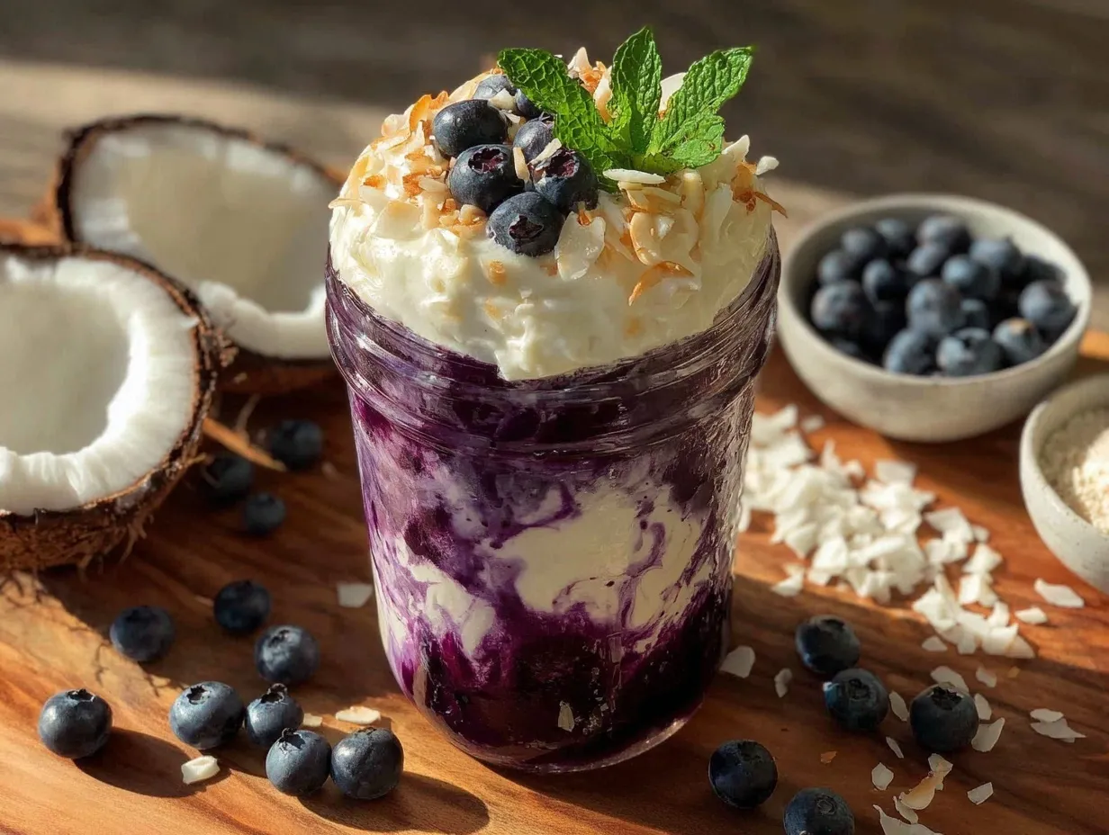 blueberry coconut protein smoothie preparation steps