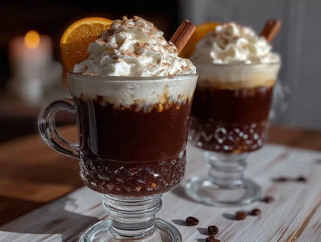 boozy Irish coffee with Baileys cream float preparation steps