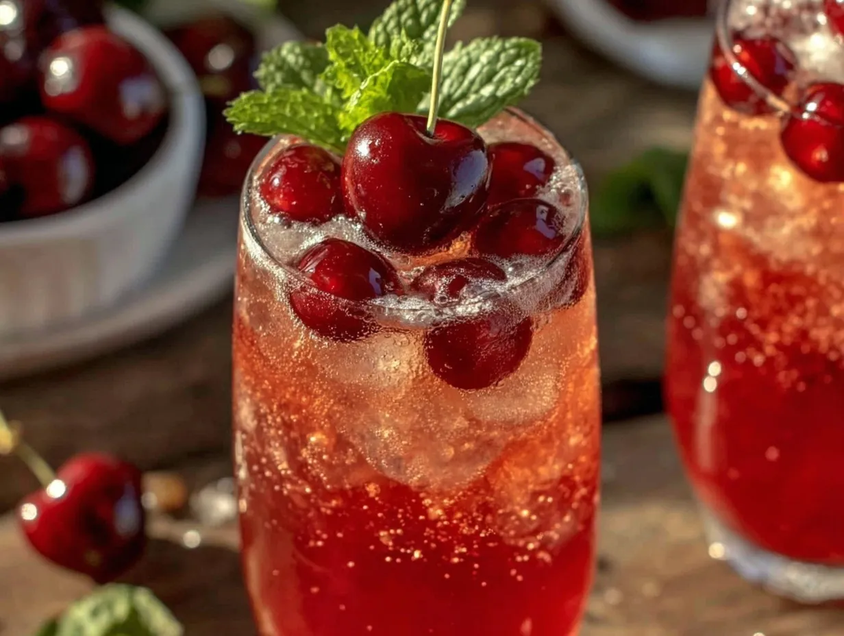 Cherry Bomb Sparkler Mocktail preparation steps