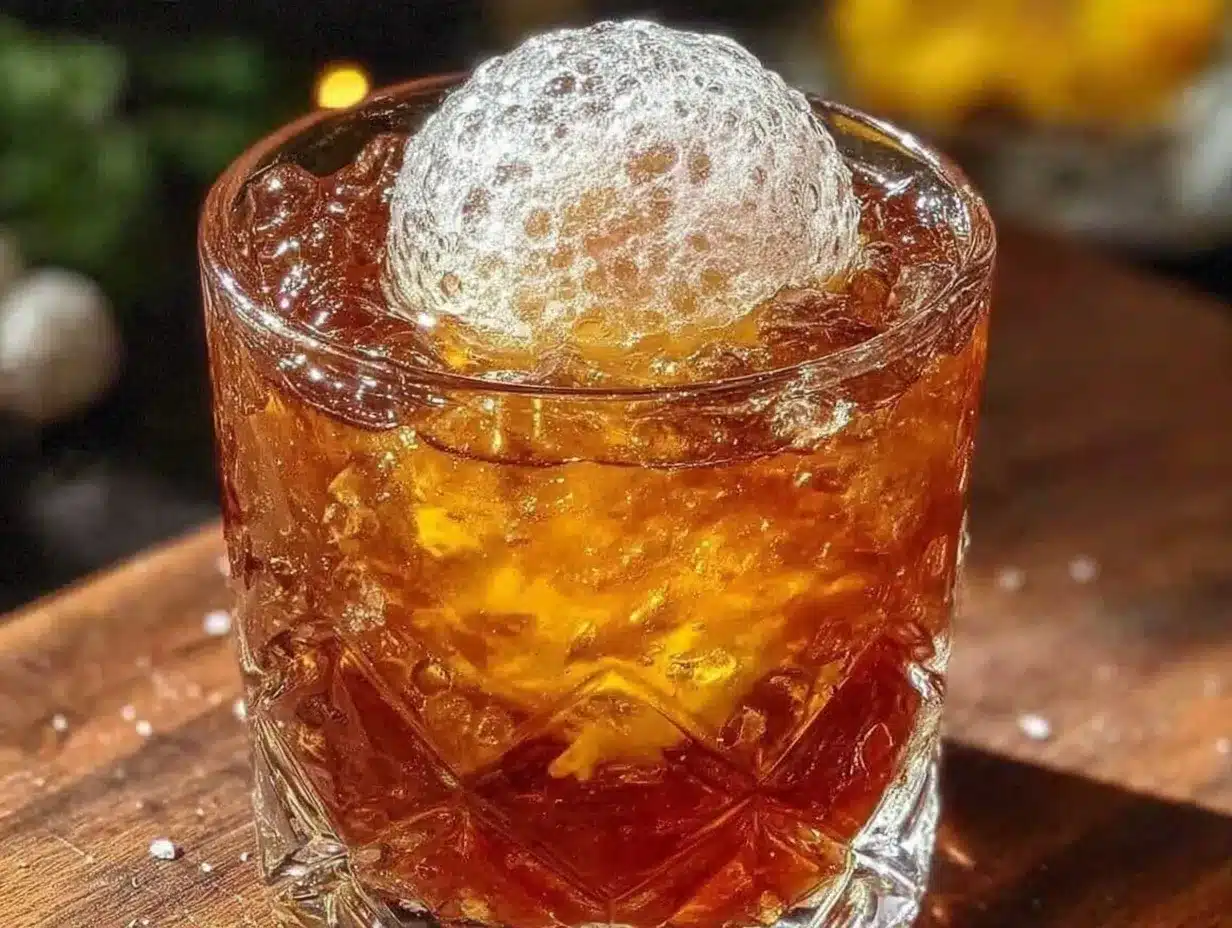 clear ice sphere old fashioned preparation steps