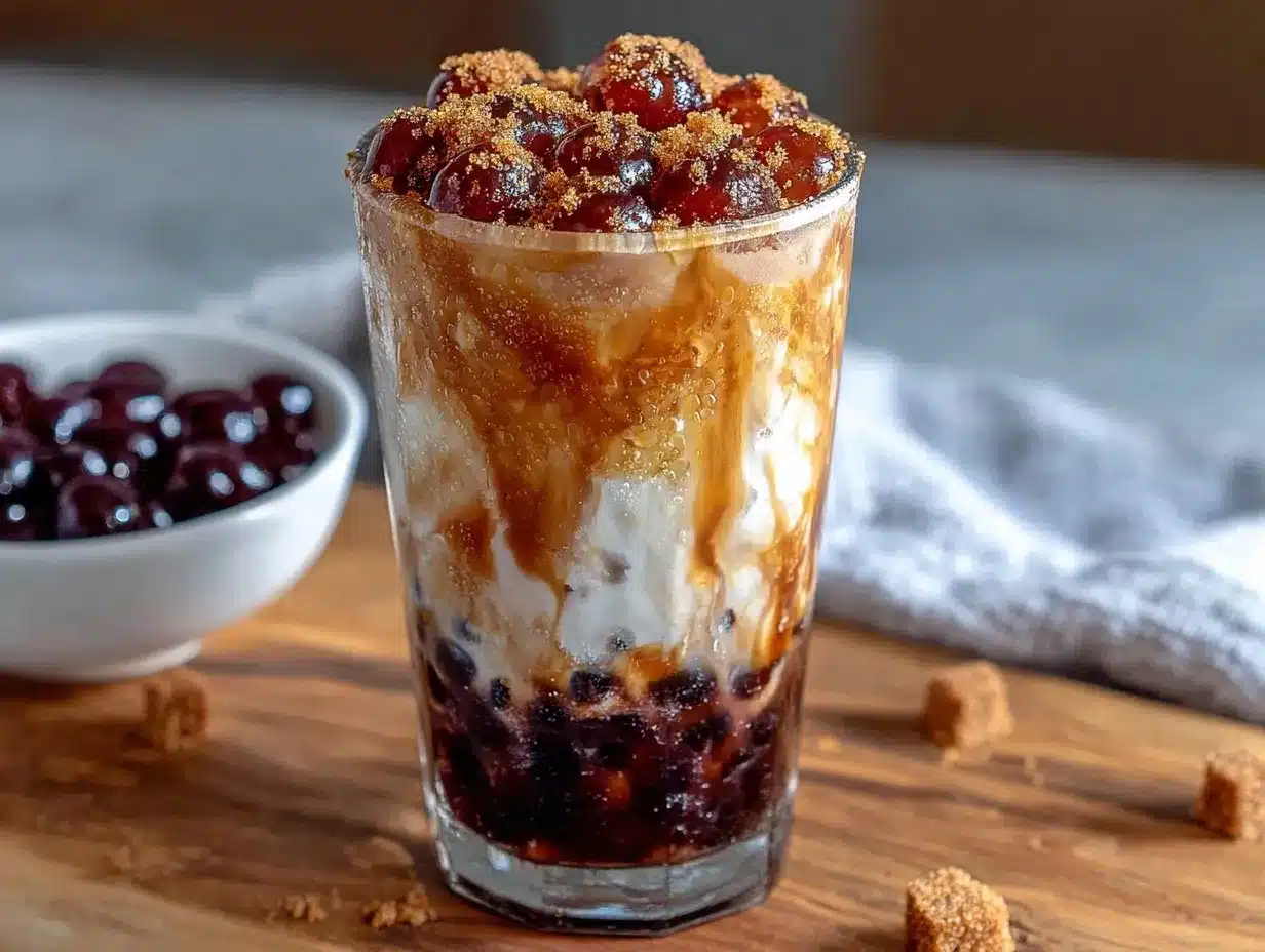 creamy brown sugar boba milk tea preparation steps