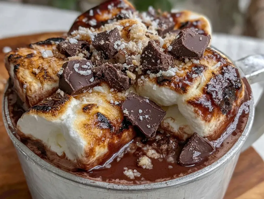 creamy campfire smores hot chocolate - featured image