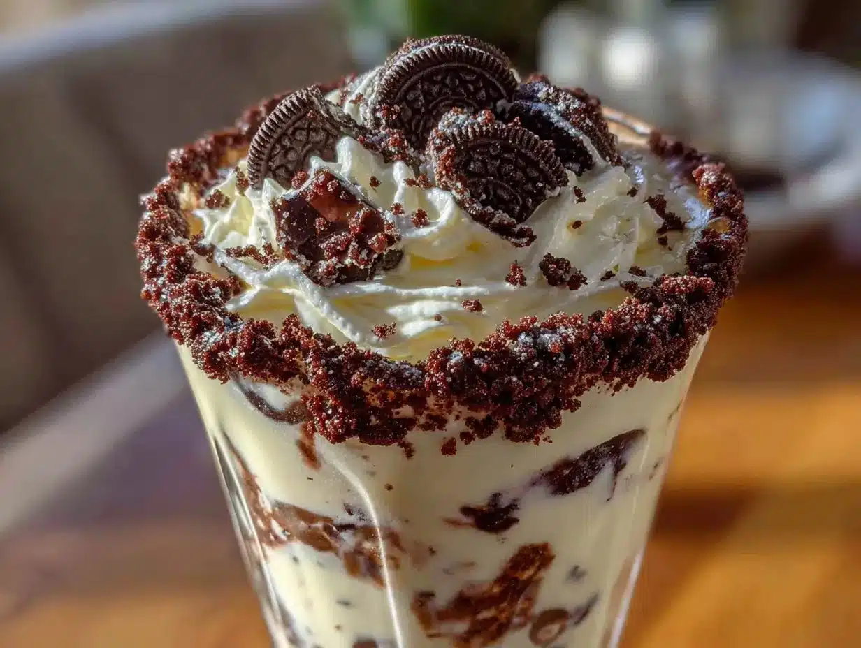 creamy cookies and cream Oreo milkshake preparation steps