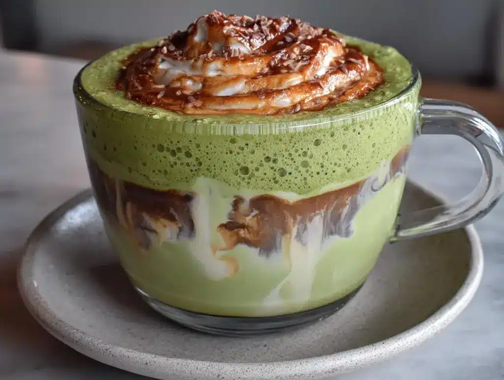 creamy dirty matcha latte - featured image