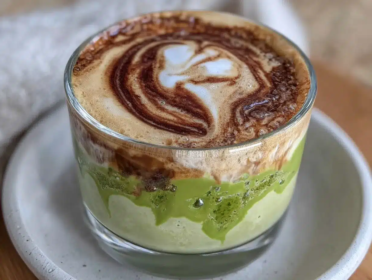 creamy dirty matcha latte preparation steps
