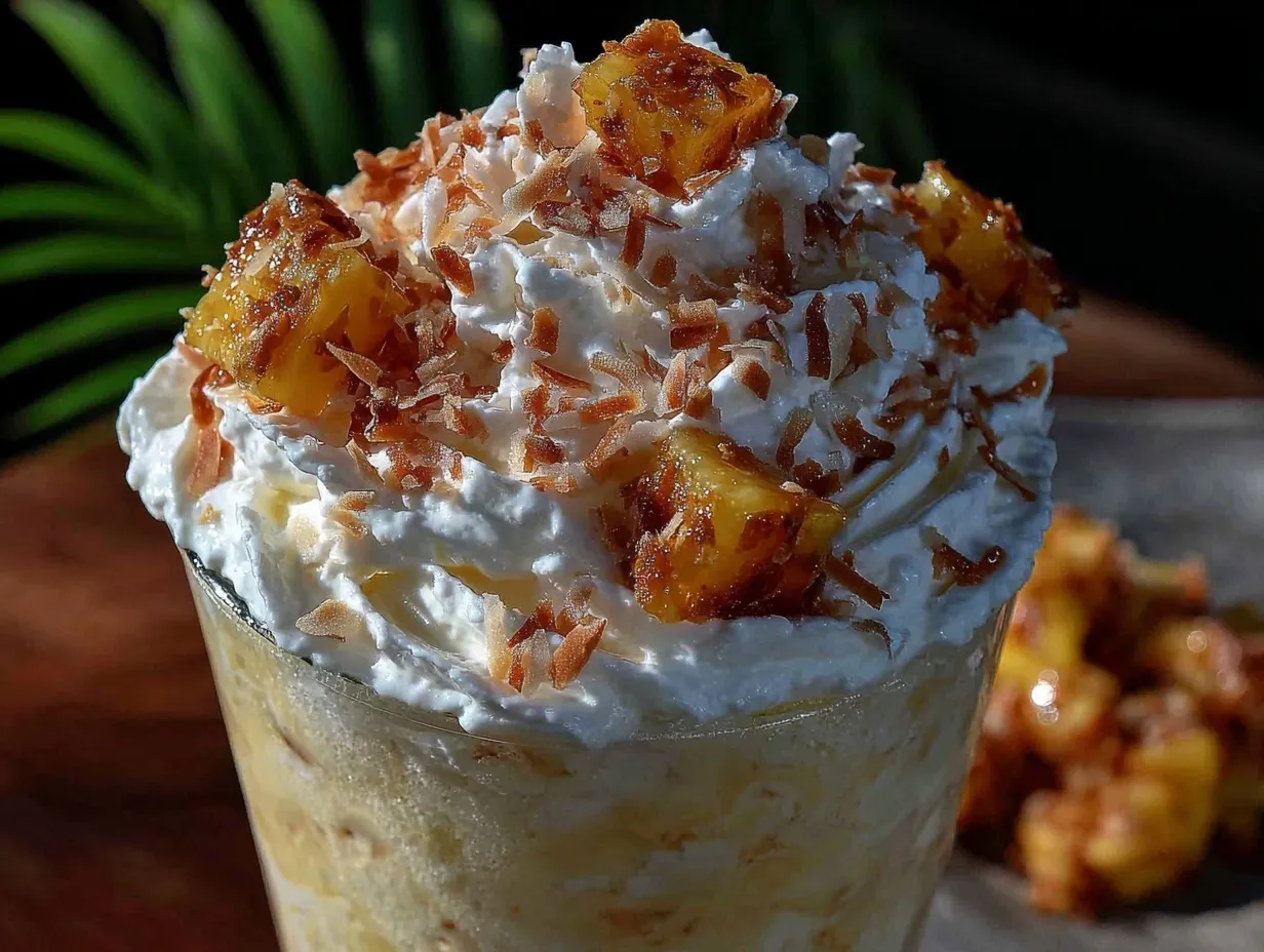 creamy frozen coconut pineapple whip refresher preparation steps