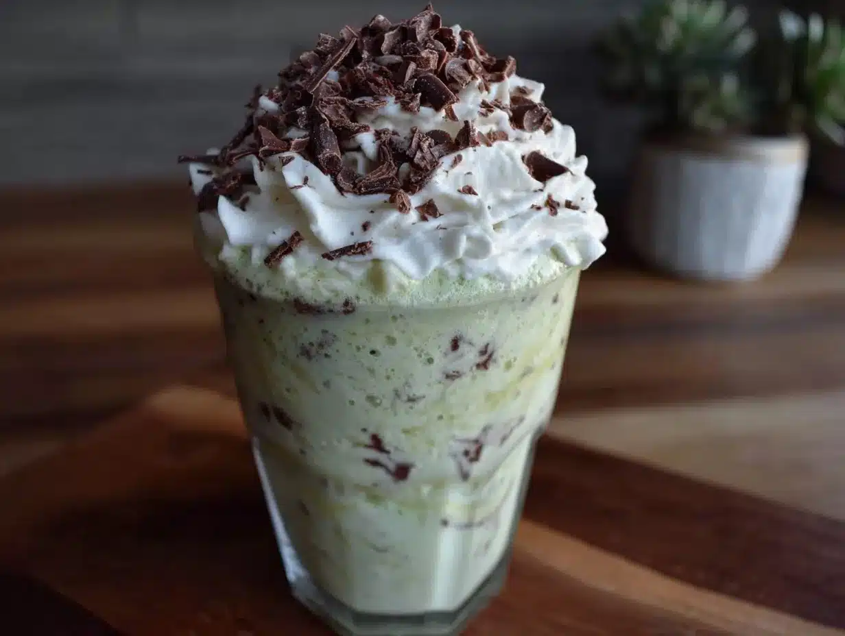 Creamy Frozen Shamrock Shake Frappe preparation steps