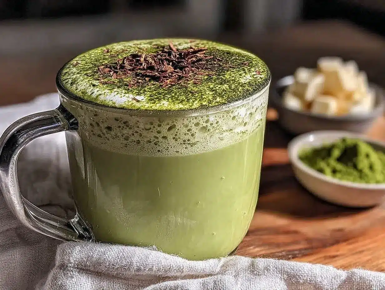 creamy green velvet matcha white hot chocolate preparation steps