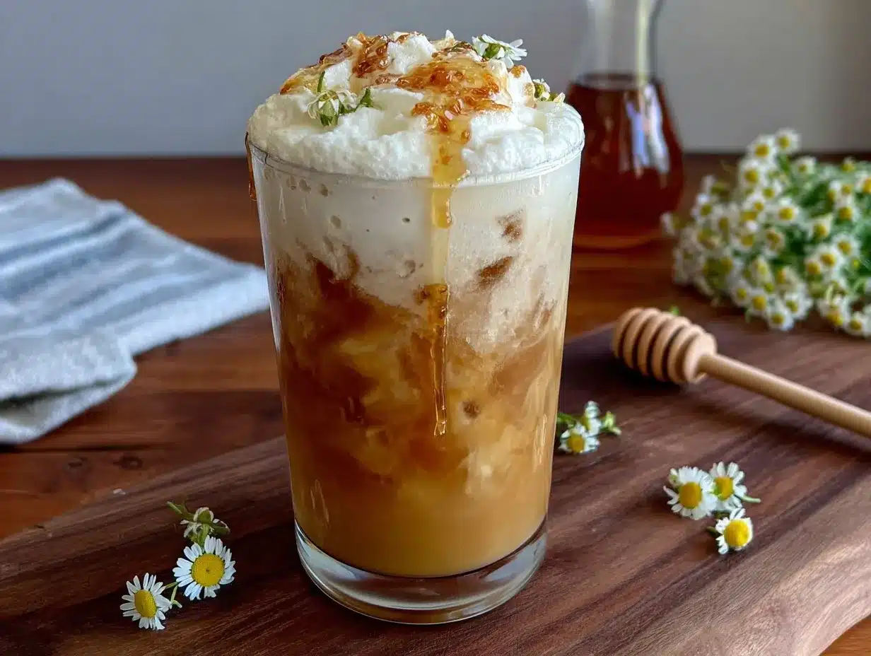 creamy iced chamomile honey latte preparation steps