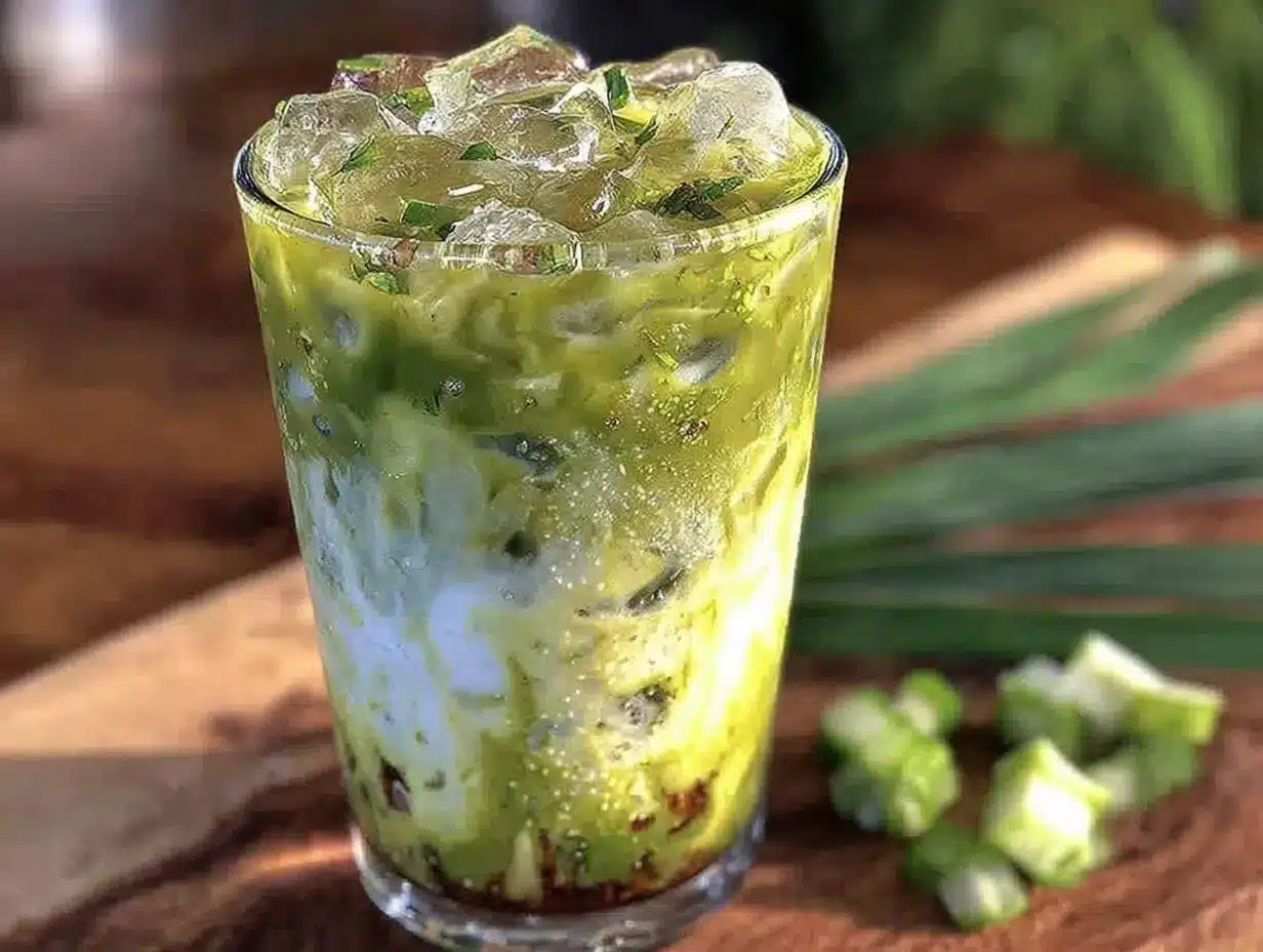 Creamy Iced Coconut Matcha preparation steps