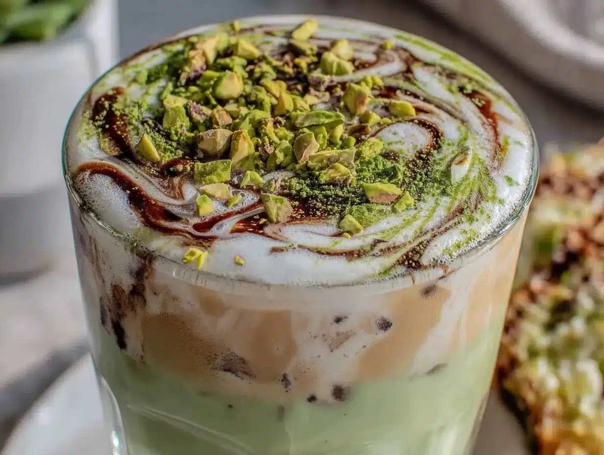 creamy iced pistachio latte preparation steps