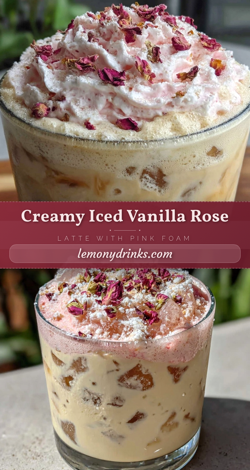 creamy iced vanilla rose latte recipe