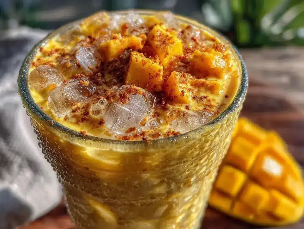 Creamy Mango Turmeric Golden Milk Iced Smoothie - featured image