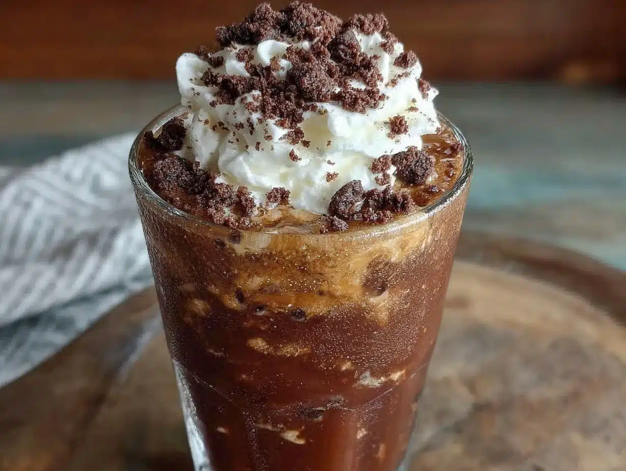 creamy mocha cookie crumble iced coffee preparation steps
