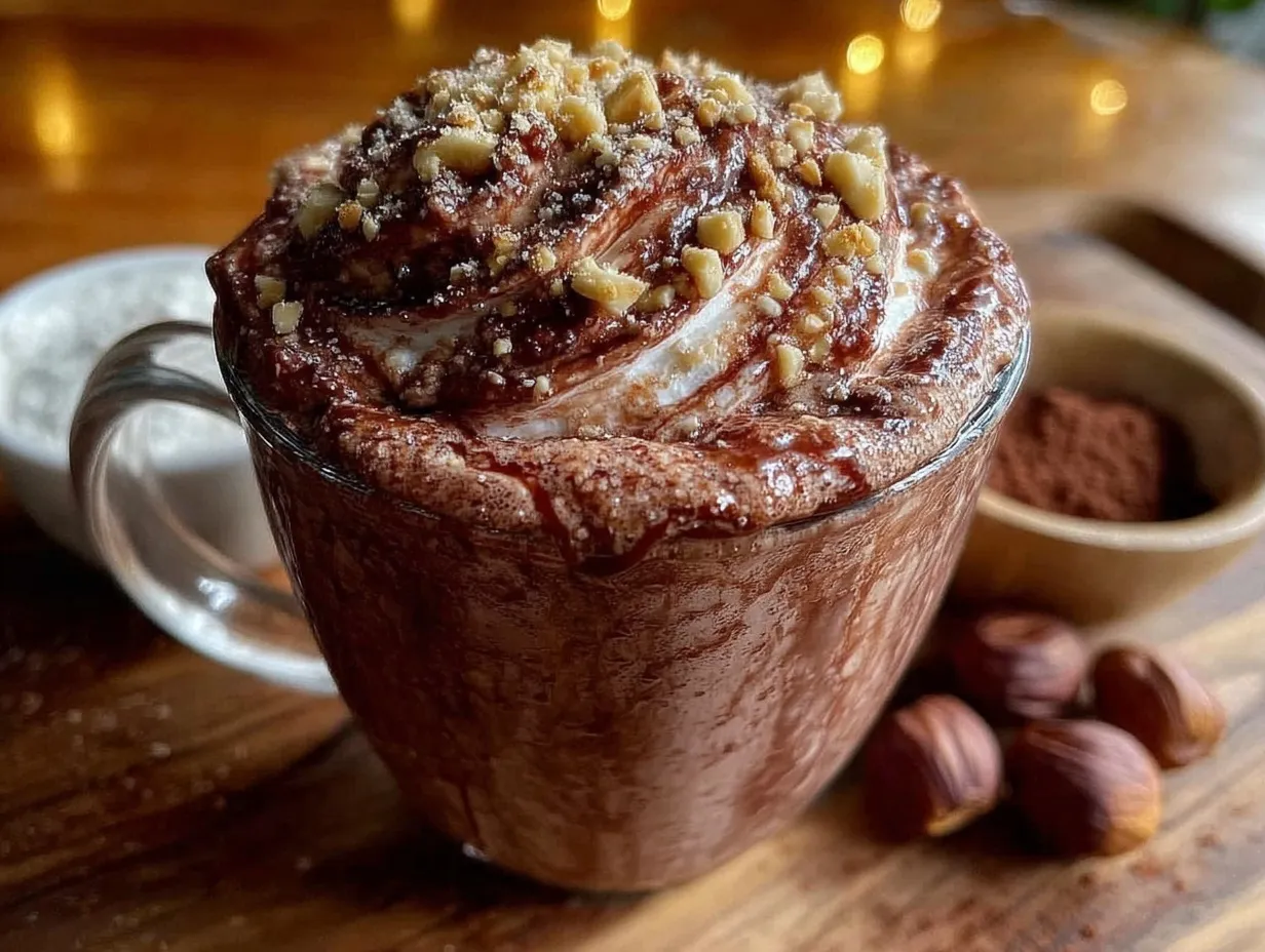 creamy Nutella hot chocolate preparation steps